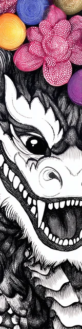 Free dragon bookmark featuring an up-close Chinese dragon